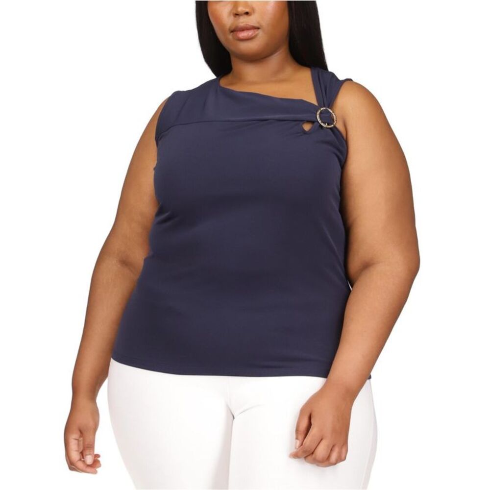 Michael Kors Womens O-Ring Sleeveless Blouse Top, Blue, Plus Size, 3X, DM